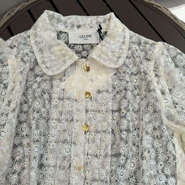 限定希少セリーヌ リトルデイジー刺繍レースドレス偽物 2R65J548V